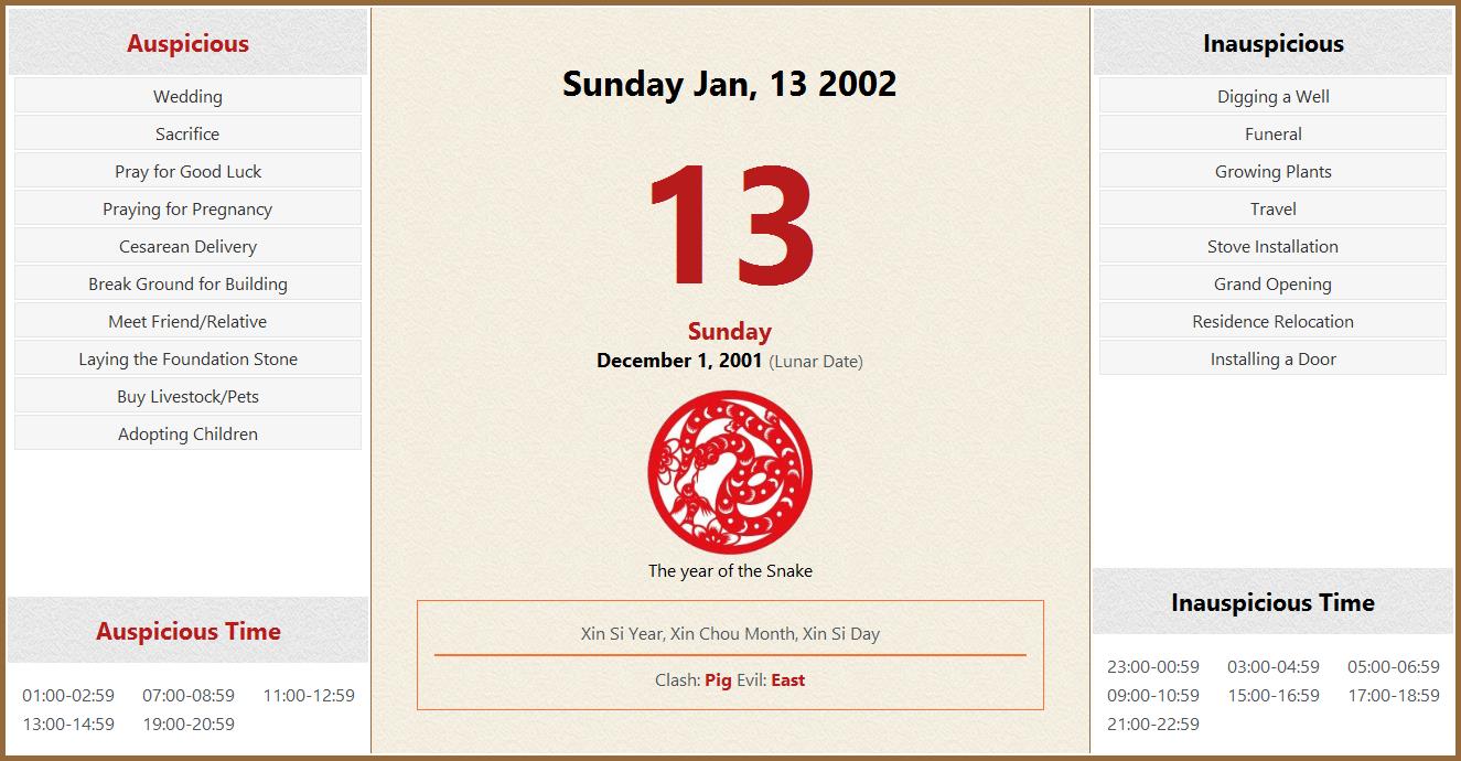 january-13-2002-almanac-calendar-auspicious-inauspicious-events-and